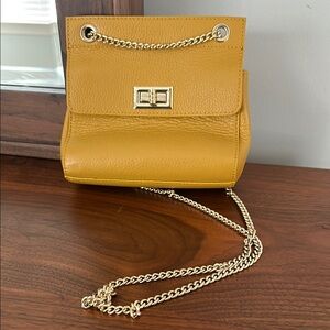 Yellow Leather Chain Strap Bag